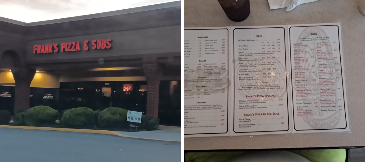 Frank's Pizza & Subs Menu