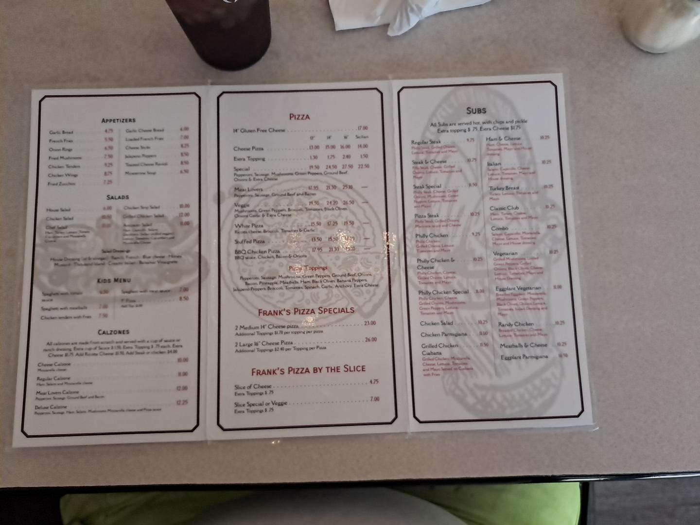 Frank's Pizza & Subs Menu image 3